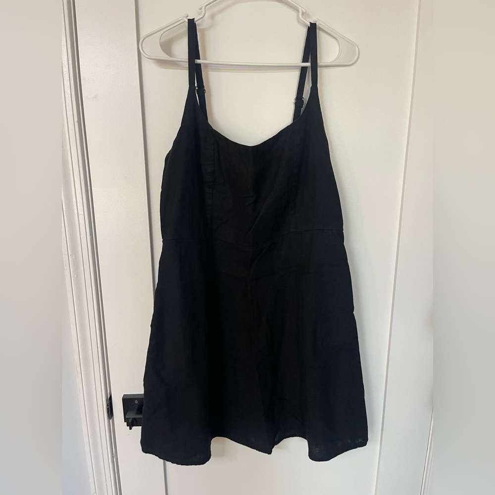Black linen dress
